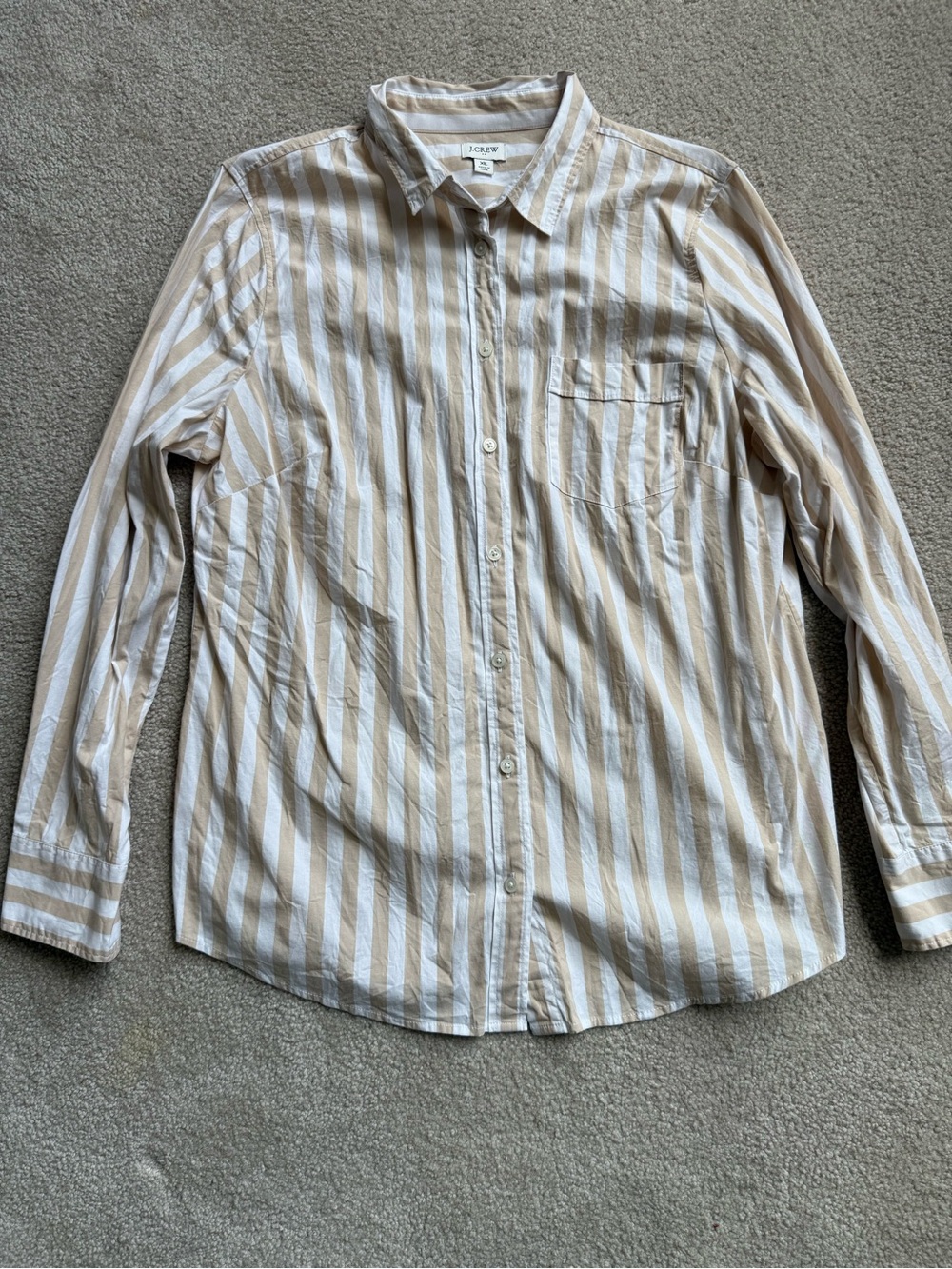 J. Crew Women’s Beige & White Striped Button-Up Shirt
